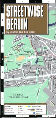 Folded, laminated map of central Berlin, Germany, with street details.