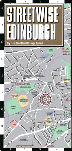 Streetwise Edinburgh city center map showing streets, parks, and a compass rose.