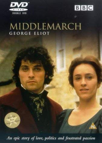 DVD cover for “Middlemarch” featuring a man and woman in period clothing.