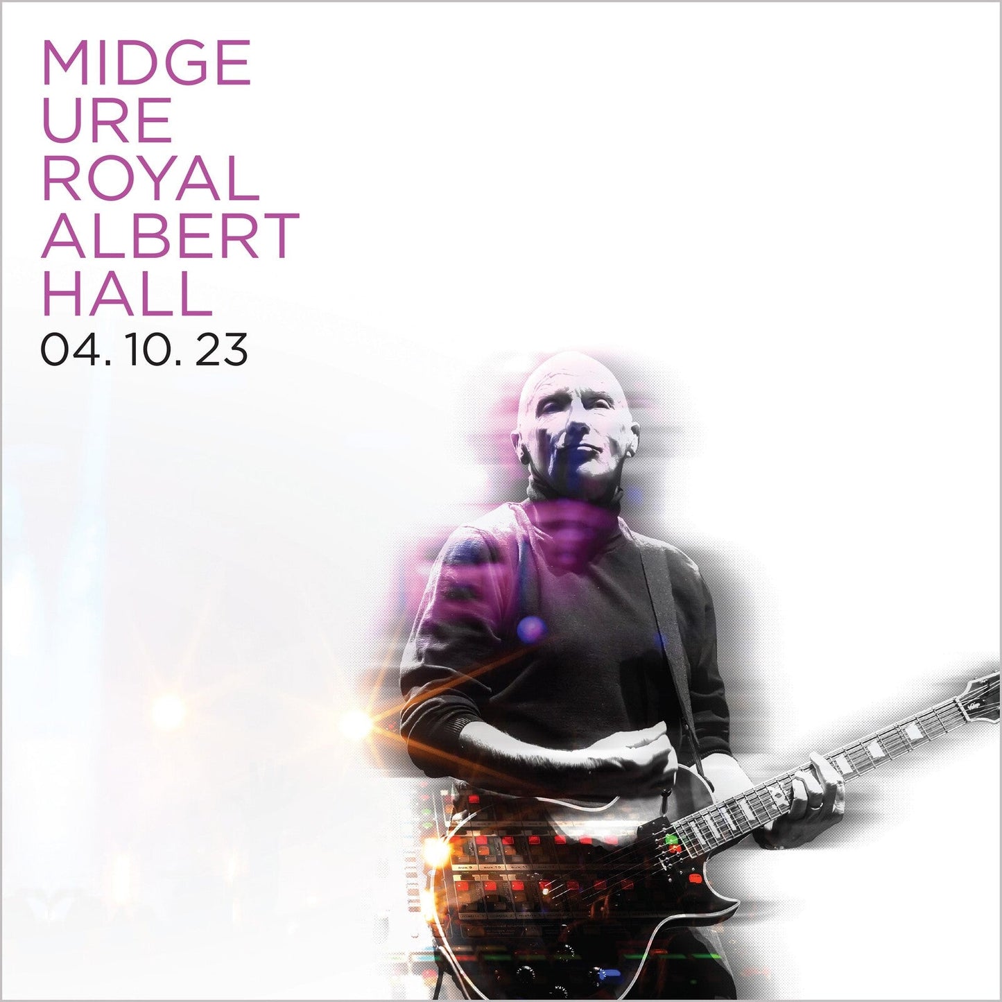 Midge Ure performing with an electric guitar, album cover art.
