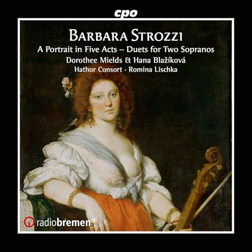 CD cover: Portrait of Barbara Strozzi, a woman with long wavy hair.