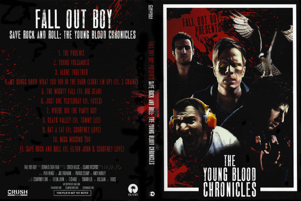 DVD cover for “Fall Out Boy: Save Rock and Roll – The Young Blood Chronicles.”