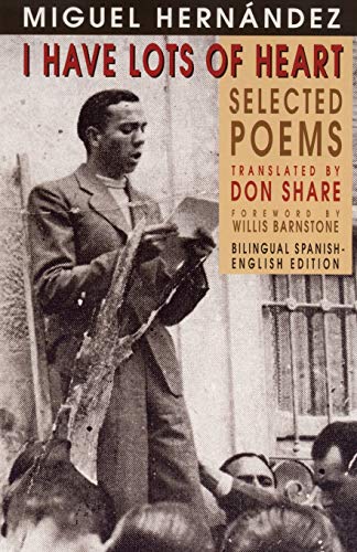 Book cover featuring a portrait of poet Miguel Hernández reading.