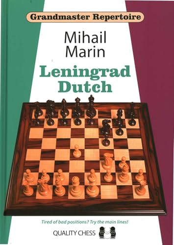 Chess book cover, “Leningrad Dutch” by Mihail Marin, with a chessboard.