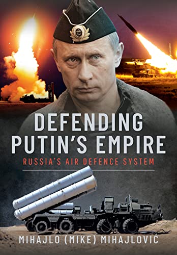 Book cover: Putin’s face with military vehicles and missile systems.