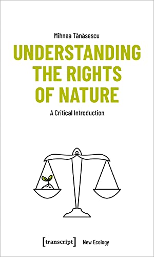 Book cover: "Understanding the Rights of Nature" with scales illustration.