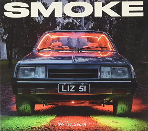 CD cover: dark car with bright red neon lights, forest background.