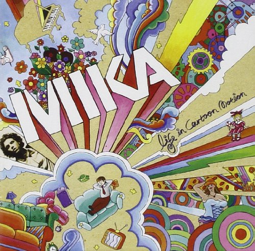 Colorful album cover for MIKA’s “Life In Cartoon Motion” with illustrated figures.