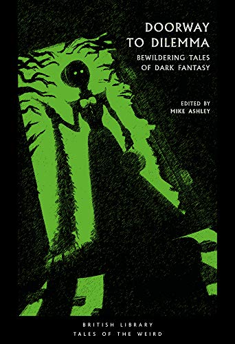 Book cover with a black and green illustration of a silhouetted figure in doorway.