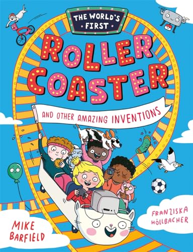 Book cover featuring children riding a cat-shaped rollercoaster car against a blue sky.