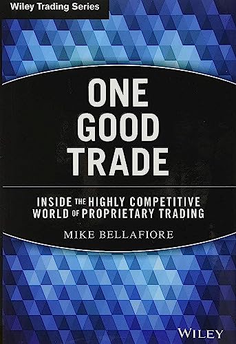 Book cover for One Good Trade by Mike Bellafiore with a blue geometric background.