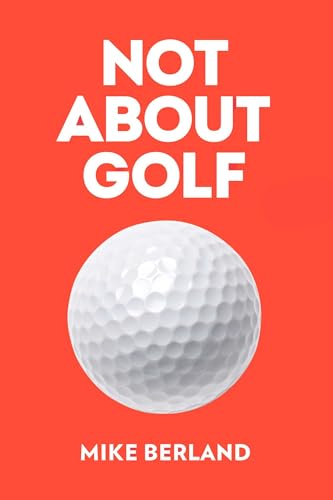 Book cover with white text and a golf ball on a red background.