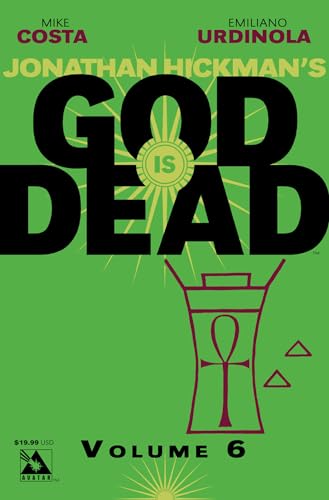 Green cover of "God Is Dead" volume 6 graphic novel with bold text.