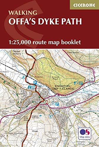 Cicerone guide booklet cover showing a detailed Ordnance Survey map of Offa’s Dyke Path.