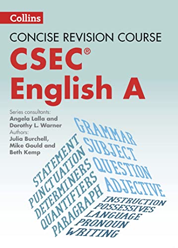 CSEC English A revision course textbook cover with grammar terms.