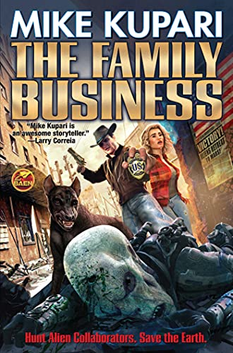Book cover: people with guns fighting alien creatures in a city.