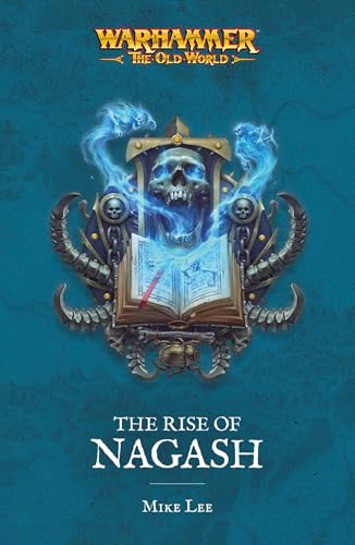 Book cover featuring a skull, an open book, and blue spectral energy on blue.