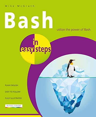 Book cover: "Bash in easy steps" with a penguin on an iceberg.