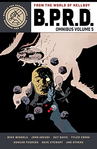 B.P.R.D. Omnibus Volume 5 cover: robotic face, dark tones, comic book art.