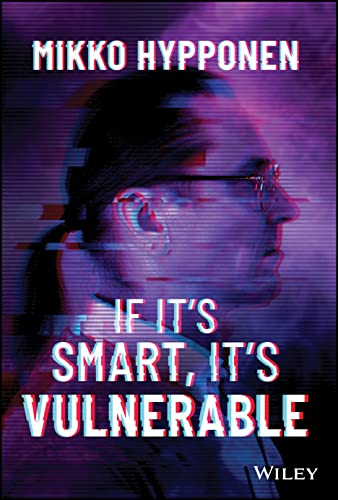 Book cover featuring Mikko Hypponen with a purple, glitch-effect overlay and white text.