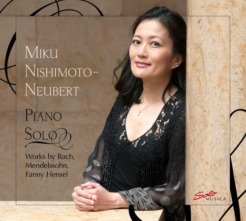 CD cover featuring pianist Miku Nishimoto-Neubert in a dark lace top.