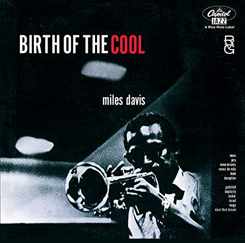 Black and white album cover featuring Miles Davis playing a trumpet.