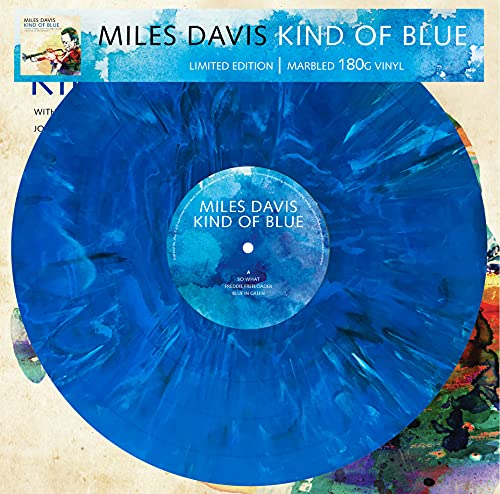 Marbled blue vinyl record for Miles Davis’ “Kind of Blue” album.