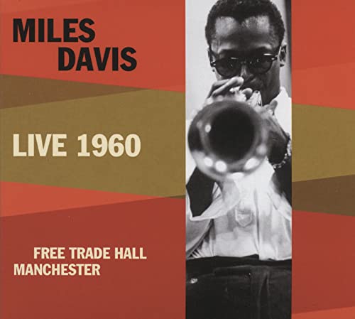 Miles Davis playing trumpet on the cover of a CD, "Live 1960".