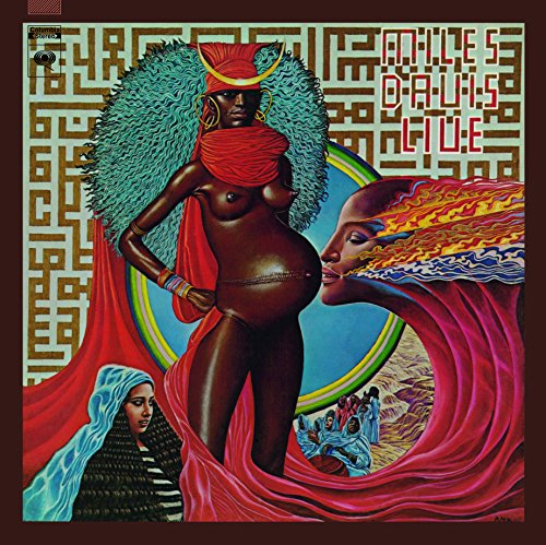 Album cover for Miles Davis’ “Live Evil” featuring surreal figurative art.