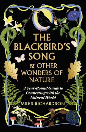 Book cover with a blackbird, flowers, ferns, and illustrated details.