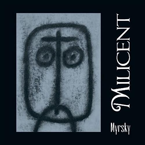 Dark blue album cover with a rough, sketched face and text.