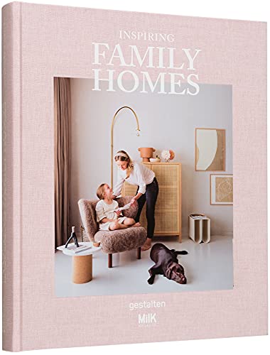 Book cover featuring a mother, child, dog, and modern home interior.
