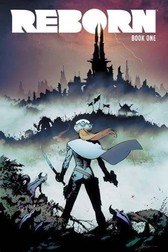 Book cover: armored figure with sword facing a dark, stormy cityscape.