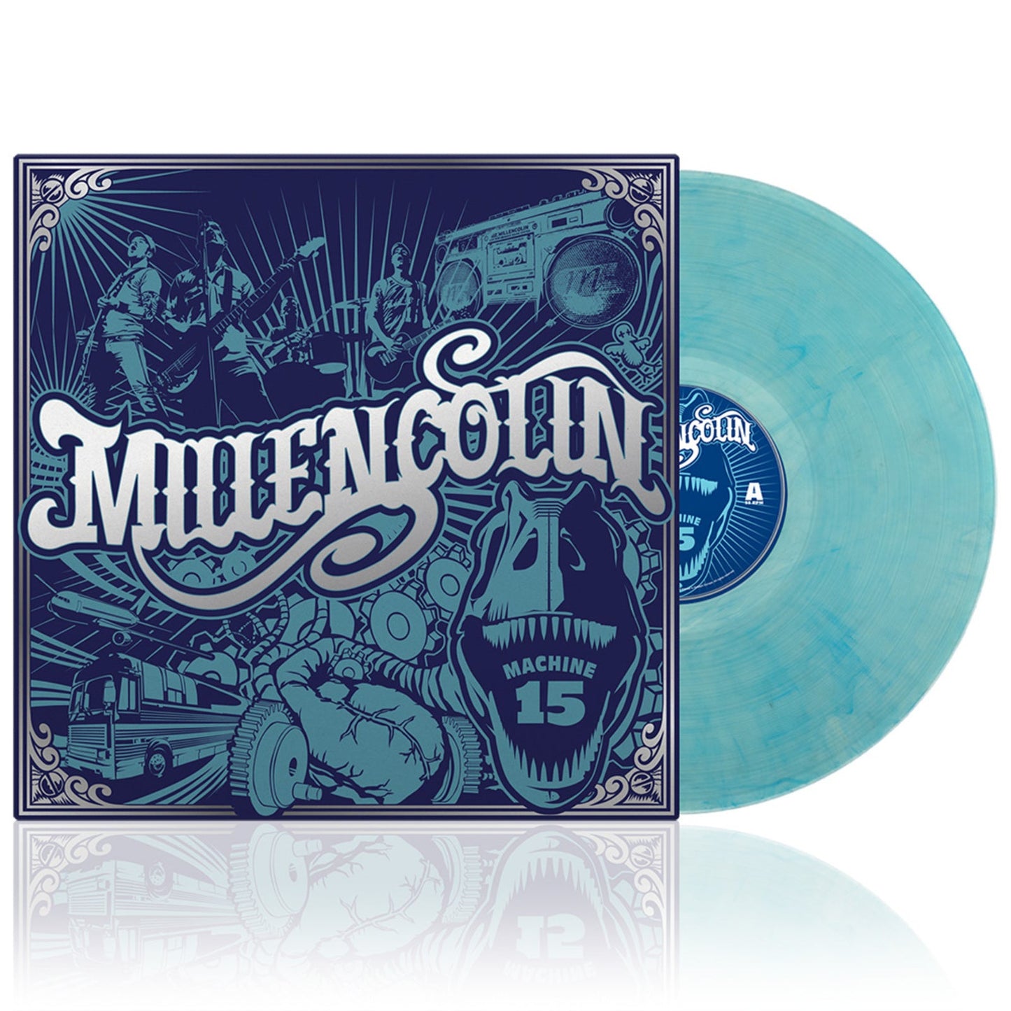 Millencolin "Machine 15" vinyl record with blue and white marbled disc.