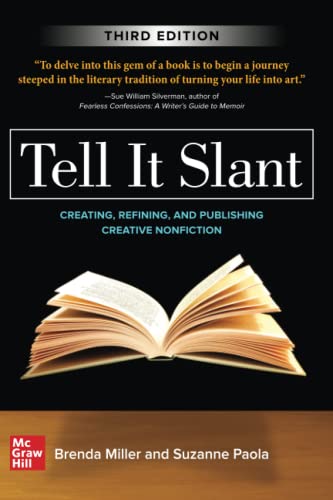 Book cover for Tell It Slant, Third Edition, featuring an open book on black background.