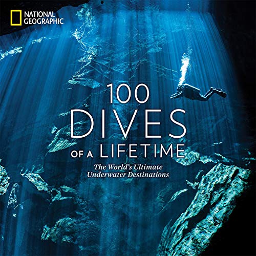 Book cover showing a scuba diver in a deep blue underwater cave with light rays.