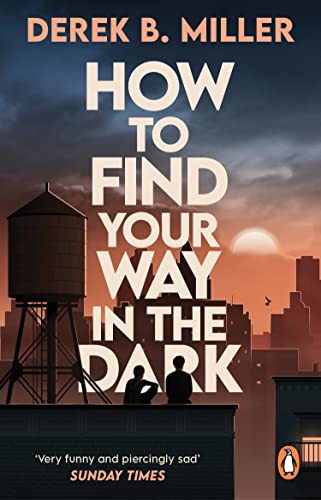 Book cover: city skyline at dusk, figures on a rooftop.