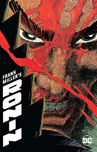 Close-up of a masked face with intense eyes, red slashes, and text.