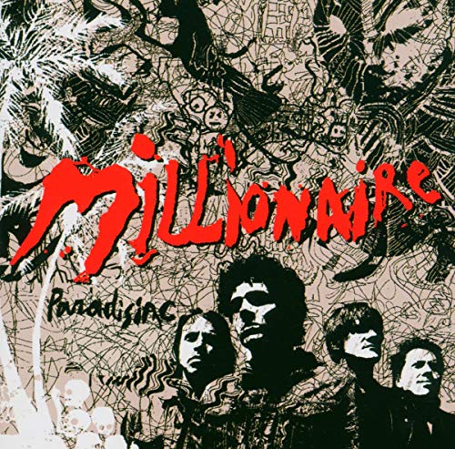 CD cover for “Millionaire - Paradisiac” featuring band portraits and palm trees.