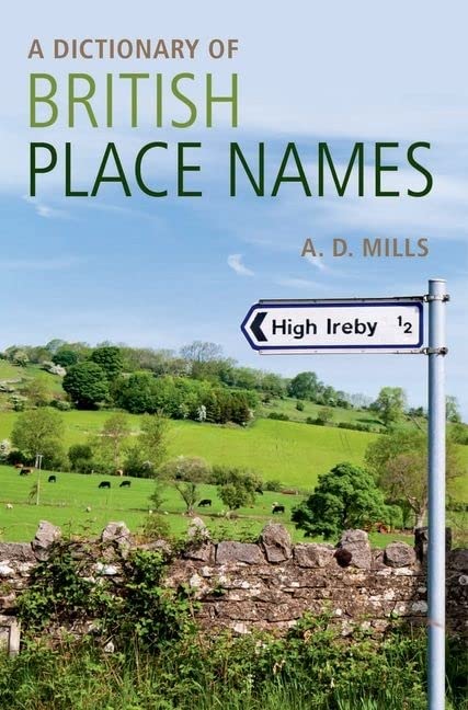 Book cover titled A Dictionary of British Place-Names showing a rural landscape and signpost.