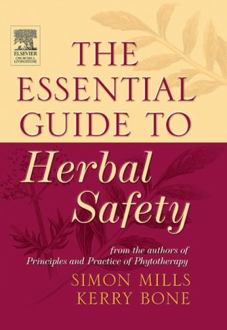 Book cover: "The Essential Guide to Herbal Safety" with botanical illustrations.