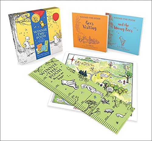 Winnie-the-Pooh gift box with books, height chart, and poster displayed.