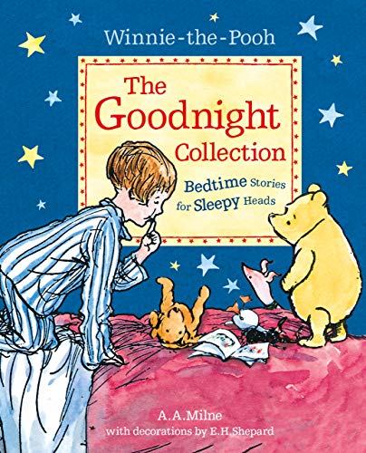 Winnie-the-Pooh book cover with a boy and Pooh bear saying goodnight.