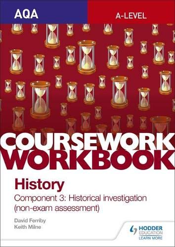 AQA A-level History coursework workbook cover featuring a pattern of hourglasses on red.