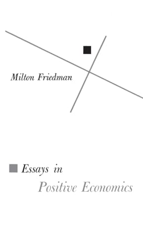 Book cover: "Essays in Positive Economics" by Milton Friedman, with abstract lines.