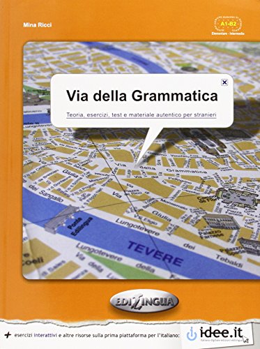 Textbook cover, "Via della Grammatica," featuring a street map background.