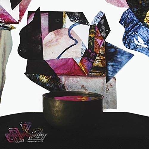 Abstract collage with a dark bowl and geometric shapes, album cover.