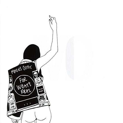 Black and white illustration of a person wearing a decorated denim vest.