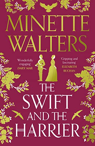 Book cover: red background with floral design, two figures, and bird silhouettes.