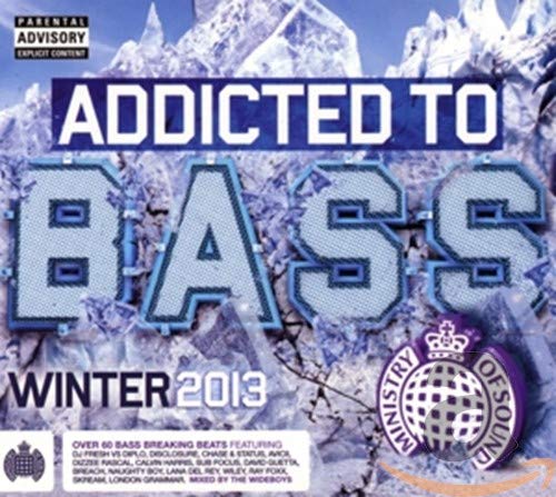 “Addicted To Bass Winter 2013” CD cover with icy blue and white graphics.